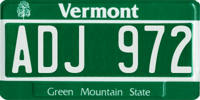 VT license plate ADJ972