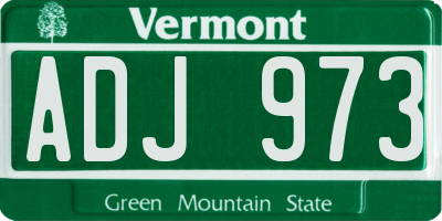 VT license plate ADJ973