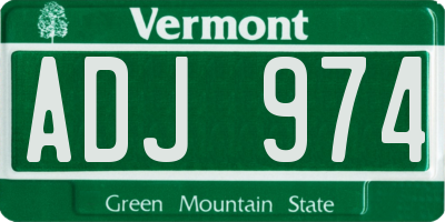 VT license plate ADJ974