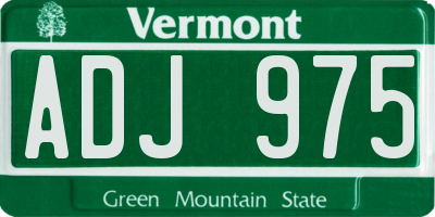 VT license plate ADJ975