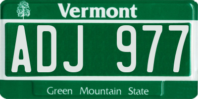 VT license plate ADJ977