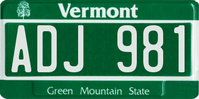 VT license plate ADJ981