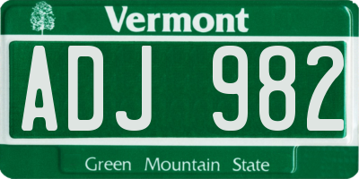 VT license plate ADJ982