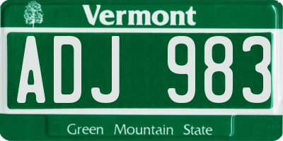 VT license plate ADJ983