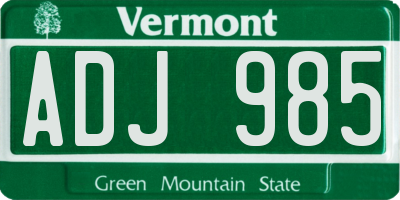 VT license plate ADJ985