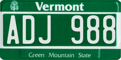 VT license plate ADJ988