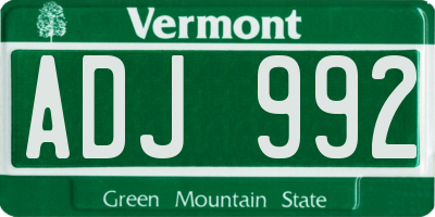 VT license plate ADJ992