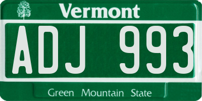 VT license plate ADJ993