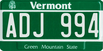 VT license plate ADJ994