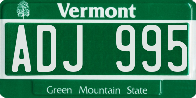 VT license plate ADJ995