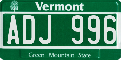 VT license plate ADJ996