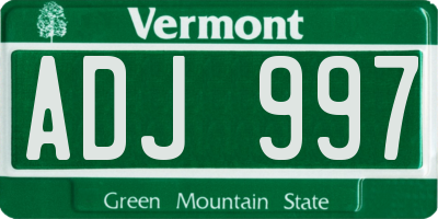 VT license plate ADJ997