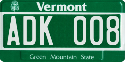 VT license plate ADK008