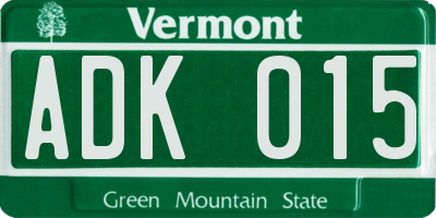 VT license plate ADK015