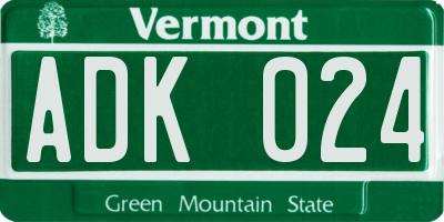 VT license plate ADK024