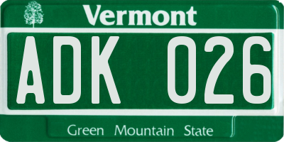 VT license plate ADK026