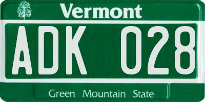 VT license plate ADK028