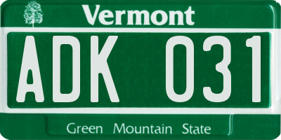 VT license plate ADK031
