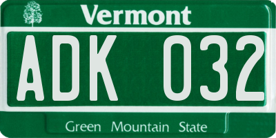 VT license plate ADK032