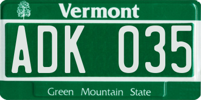 VT license plate ADK035