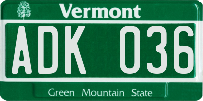 VT license plate ADK036