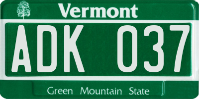 VT license plate ADK037