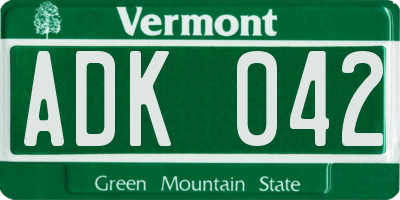 VT license plate ADK042