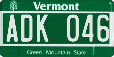 VT license plate ADK046