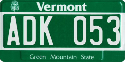 VT license plate ADK053
