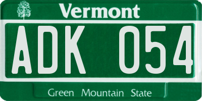 VT license plate ADK054