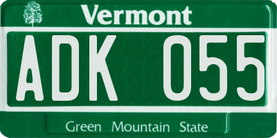 VT license plate ADK055