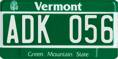 VT license plate ADK056