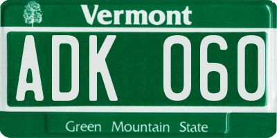 VT license plate ADK060