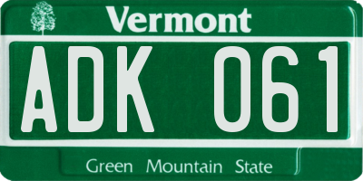 VT license plate ADK061