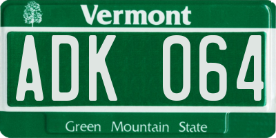 VT license plate ADK064