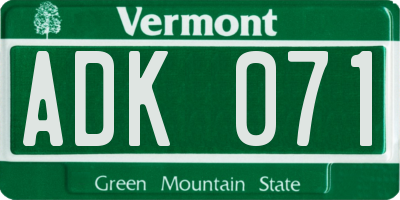 VT license plate ADK071