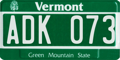 VT license plate ADK073