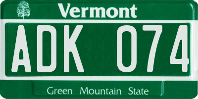 VT license plate ADK074