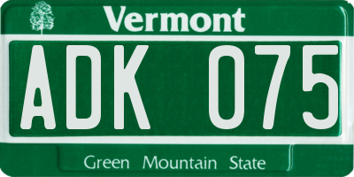 VT license plate ADK075