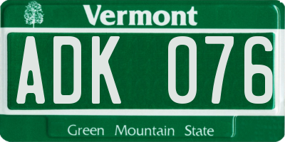 VT license plate ADK076