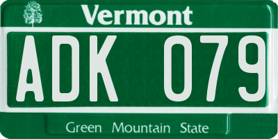 VT license plate ADK079