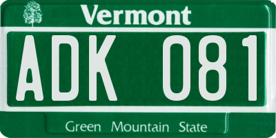 VT license plate ADK081