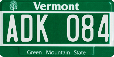 VT license plate ADK084