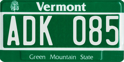 VT license plate ADK085