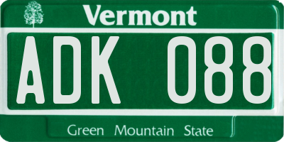 VT license plate ADK088