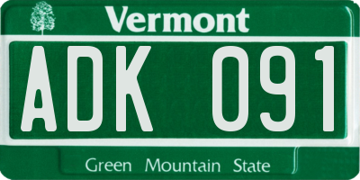 VT license plate ADK091