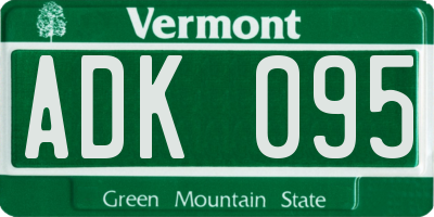 VT license plate ADK095