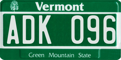 VT license plate ADK096