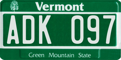 VT license plate ADK097