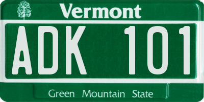 VT license plate ADK101